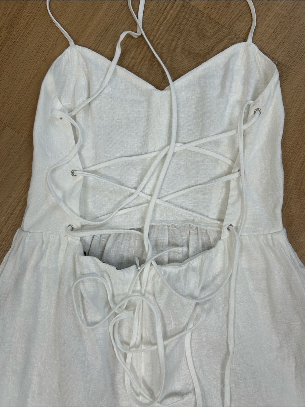 Reformation 100% Linen Pepper Lace Up Back Midi Dress 6 - Picture 12 of 12